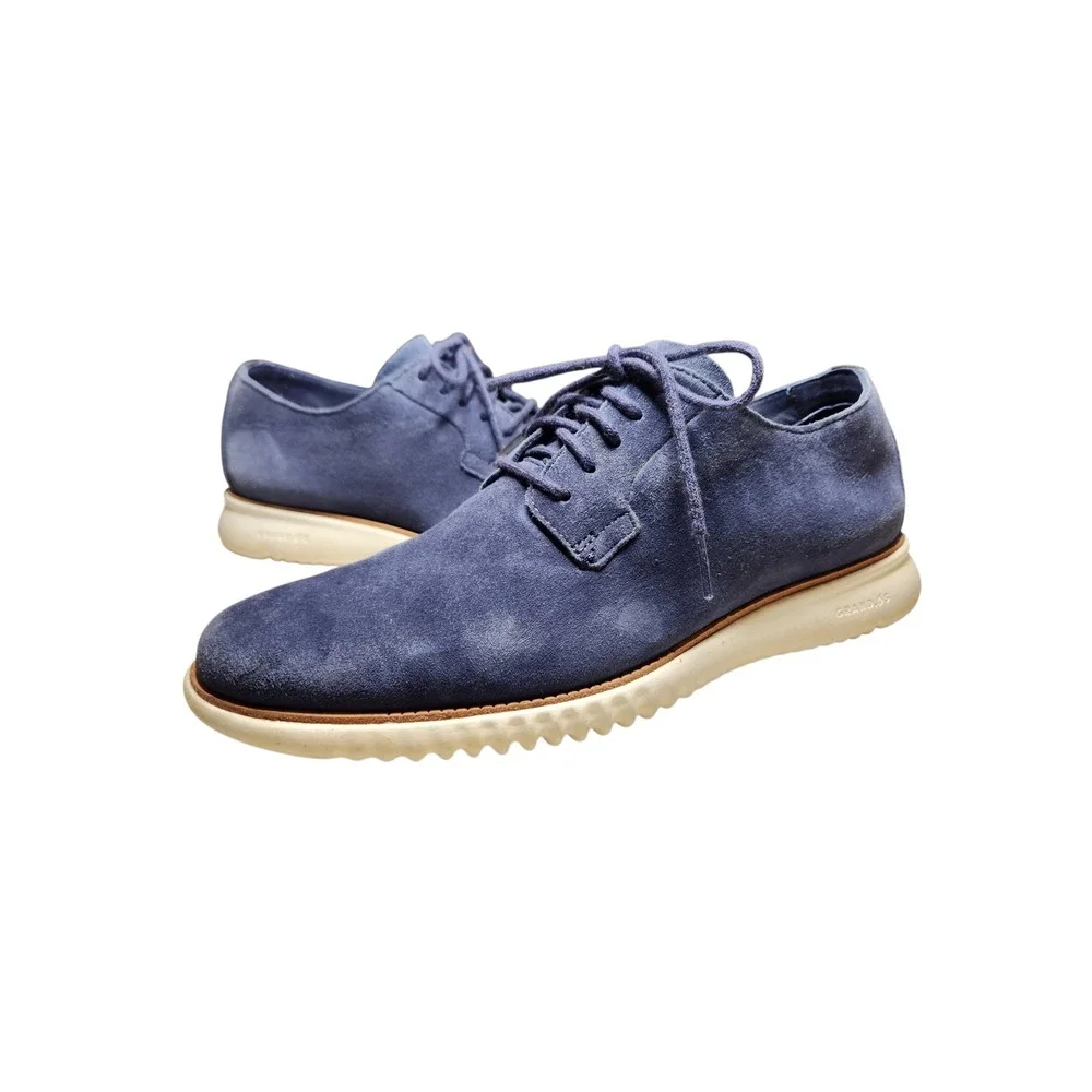 Cole Haan 2.ZEROGRAND Mens Marine Blue Suede Plain Toe Oxford Hybrid Shoes 10